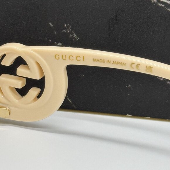 NEW GG1326S 009 GUCCI SUNGLASSES OVERSIZED IVORY GREY WOMEN EYEWEAR GUCCI - Picture 12 of 13